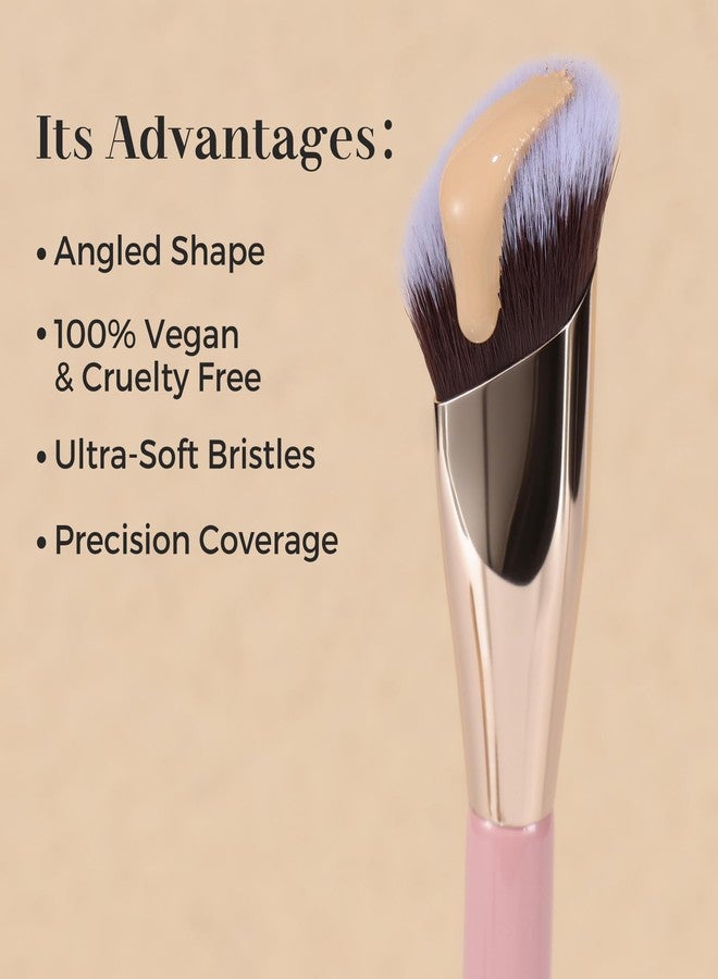 ENERGY Concealer Brush Under Eye, Small Angled Makeup Kabuki Precision Face Blending Brush - Liquid Cream Foundation Concealer for Dark Circles, Eyeshadow,Make Up Nose Contour Applicator Vegan (Pink) - Image 4